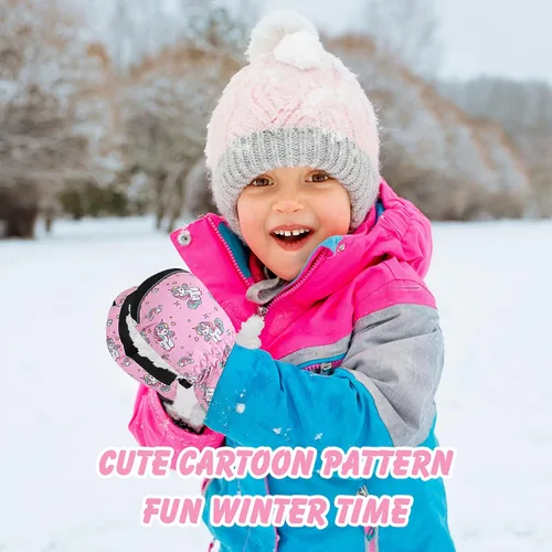 Miniatura 6 de MoKo Guantes de nieve para niños pequeños, antideslizantes, impermeables, con cremallera, de tela de terciopelo cálido, guantes de esquí para niños