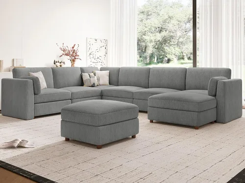 Miniatura 8 de Sofá biplaza extragrande de 83.5 pulgadas, sofás para sala de estar, sofá nube de felpilla de asiento profundo, sofá modular seccional, funda