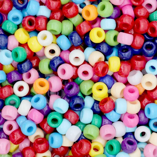 Miniatura 22 de 1000Pcs Cuentas de Pony 9mm Verde Plástico Barril Cuentas de Pony para Collar, Cuentas de Pelo para Trenzas, Cadena de Llavero, Fabricación
