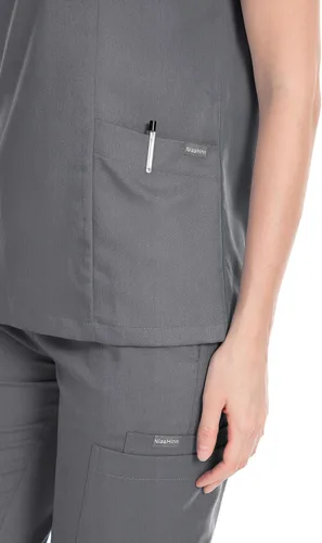 Miniatura 5 de niaahinn Conjunto de traje médico para mujer, moderno top con cuello en V y pantalones deportivos de pierna cónica con cordón de ajuste, conjunto