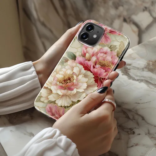 Miniatura 2 de bemal Funda para iPhone 12 Mini, estética, vintage, floreciente, peonía, concha, femenina, compatible con MagSafe, moderna, única, moderna, moderna