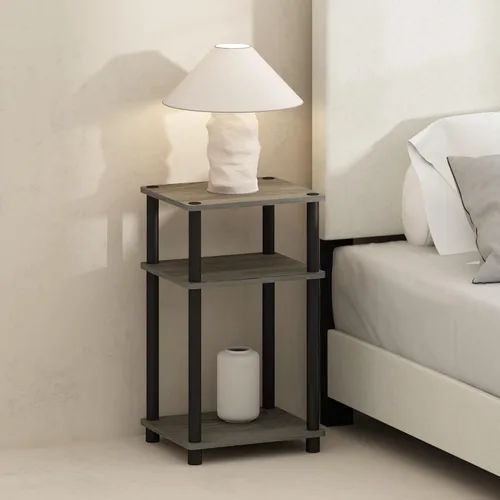 Miniatura 20 de Furinno Just Turn-N-Tube - Mesita de noche de almacenamiento abierto, 1 paquete, 3 niveles, blanco/blanco