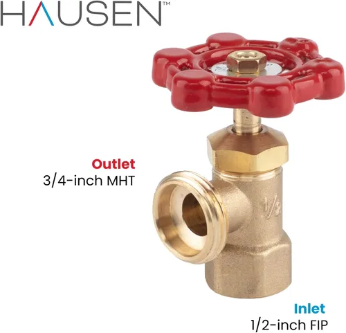 Miniatura 4 de Hausen Válvula de drenaje de caldera de 3/4 pulgadas MHT x 1/2 pulgada FIP, latón, certificado cUPC, ideal para calderas y calentadores de agua