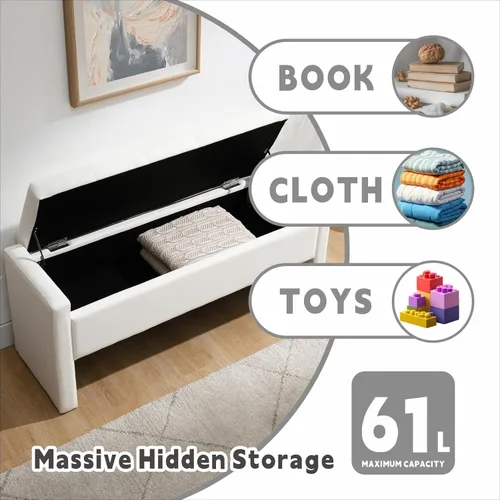 Miniatura 4 de Otomana de 47.25 pulgadas con almacenamiento, banco de almacenamiento para el extremo de la cama, banco de entrada, reposapiés multifuncional