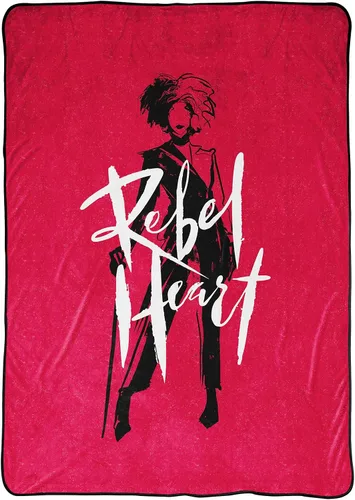 Jay Franco Disney Cruella - Manta de corazón rebelde, mide 62 x 90 pulgadas, ropa de cama para niños, forro polar súper suave resistente a la Rojo -
