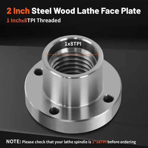 Miniatura 3 de Placa frontal de torno de madera de acero de 2 pulgadas, placa frontal para torno de madera, placa frontal de torno apta para husillo de 1 pulgada x