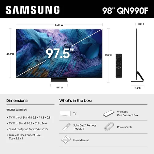 Miniatura 2 de Samsung Clase Neo QLED 8K QN990F de 98 pulgadas Smart TV (modelo 2025) Procesador NQ8 AI Gen3, mejora de resolución 8K con IA Pro, Wireless One