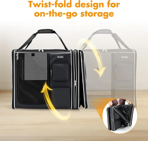 Miniatura 2 de Lekereise Transportador grande para gatos de lado suave, 28 x 13 x 13 pulgadas, transportador de viaje grande para 2 gatos con cierres de cremallera