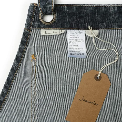 Miniatura 9 de Jeanerlor - Delantal de peluquería de trabajo estilo lavado con bolsillos para mujeres y hombres gris azulado