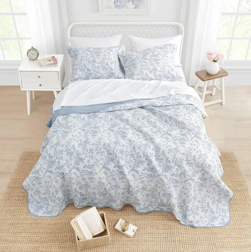 Miniatura 7 de Laura Ashley - Juego de edredón individual, juego de ropa de cama reversible de algodón con funda de almohada adicional, decoración del hogar