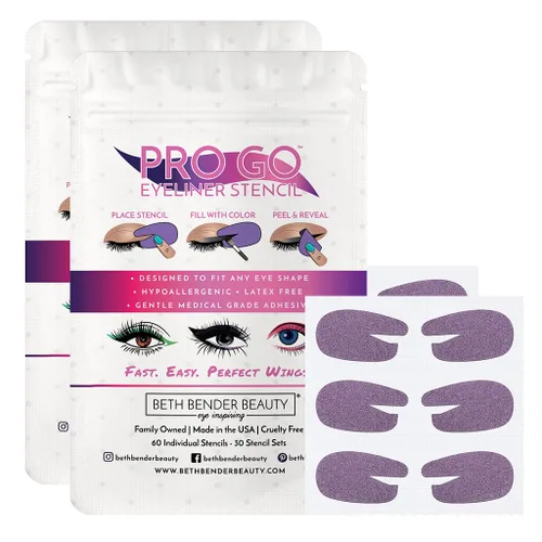 Beth Bender Beauty Pro Go - Plantilla delineador de ojos para gatos, fabricado en Estados Unidos, libre de crueldad animal y vegano (paquete de 2