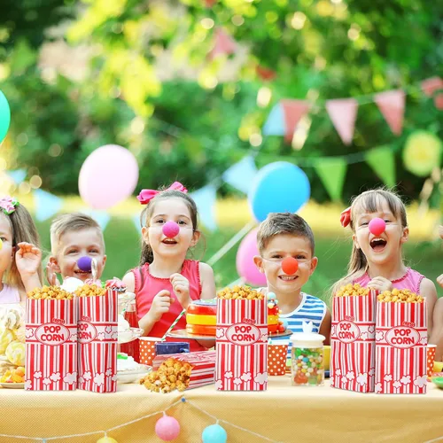 Miniatura 6 de Potchen 300 bolsas de papel de palomitas de maíz, desechables, resistentes a la grasa, a rayas, contenedor de palomitas de maíz para noche, cine