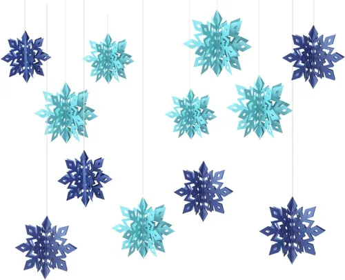 Juego de 24 decoraciones colgantes de copo de nieve de Navidad de invierno, juego 3D, adornos brillantes para árbol, vacaciones, Año Nuevo, fiesta