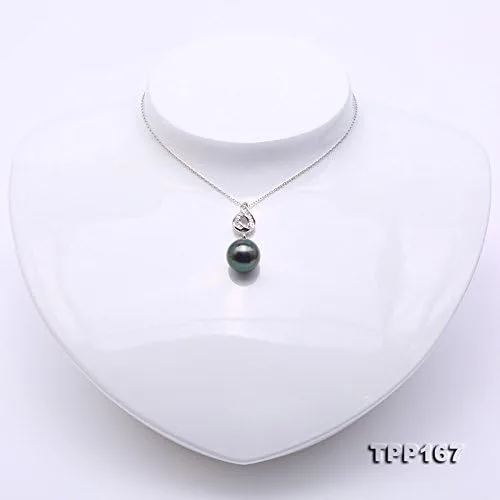 Miniatura 2 de jyx plata de ley 11,5mm. negro perlas cultivadas de Tahití colgante collar punteado con brillante zirocns