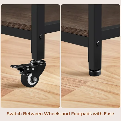 Miniatura 8 de Yaheetech Carrito de isla de cocina con toma de corriente, carritos de cocina con ruedas con almacenamiento, soporte de microondas de 3 niveles