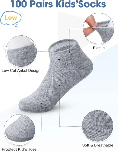 Miniatura 2 de 100 pares de calcetines de corte bajo unisex para niños recién nacidos calcetines de corte bajo calcetines invisibles para niños y niñas de 2 a 4