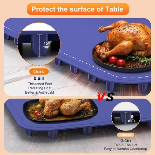 Miniatura 5 de Tapete de calentamiento para alimentos, bandejas de calentamiento de alimentos con 4 niveles de temperatura, tecnología de calefacción de 8