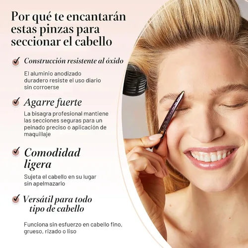 Miniatura 3 de Kitsch Pinzas de cocodrilo profesionales para peinar el cabello, clips de aluminio de 3.5 pulgadas para aplicaciones de salón y maquillaje, ligeros