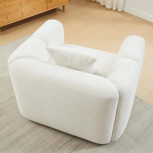 Miniatura 7 de Juegos de muebles de sala de estar VANOMi incluyen sofá de 95" y sillones de 42", sofá tapizado de bouclé extragrande con almohadas, juego de Blanco