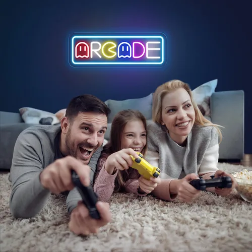 Miniatura 8 de Letrero de neón de arcade para decoración de sala de juegos con interruptor regulable, luz LED de neón para pared de dormitorio, decoración de sala