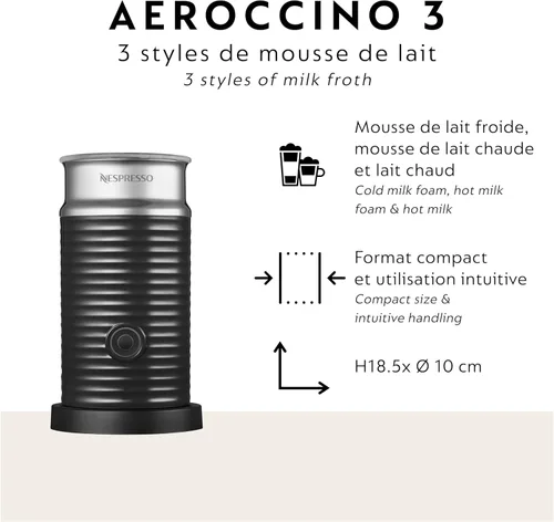 Miniatura 2 de Nespresso Vertuo Next Cafetera de café y espresso de Breville, con espumador de leche Aeroccino, gris claro