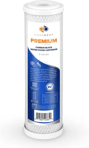 Miniatura 8 de Aquaboon Filtro de agua de bloque de carbono prémium de 1 micrón, 10 x 2.5 pulgadas, paquete de 6 filtros CTO para toda la casa para sistemas
