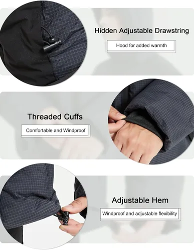 Miniatura 5 de Bakery Chaqueta acolchada para hombre con capucha, impermeable, acolchada, gruesa y cálida, abrigo de invierno aislado, chaqueta de esquí