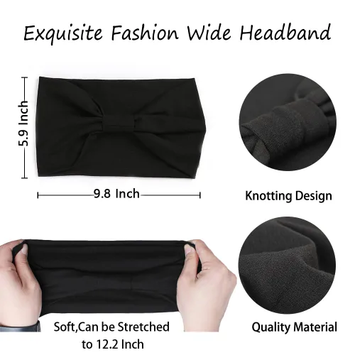 Miniatura 2 de XTREND 4 piezas de diademas anchas para mujer, elegantes envolturas para la cabeza, diademas boho para deporte y yoga, accesorios para el cabello