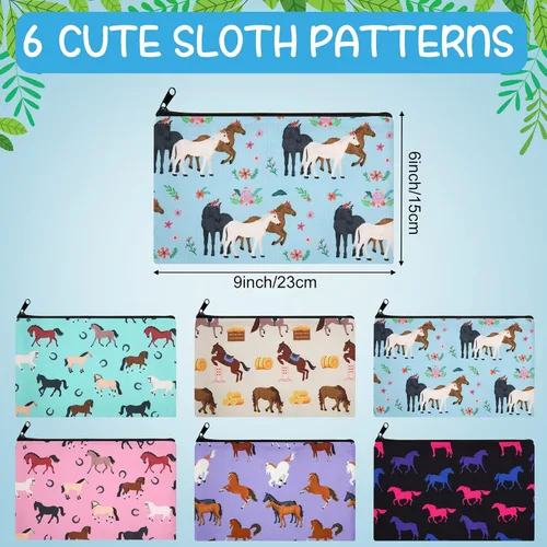 Miniatura 5 de Saintrygo 6 bolsas de caballos, regalos de maquillaje, bolsa de cosméticos para caballos, bolsos, amantes de los animales, mujeres y niñas, bolsa