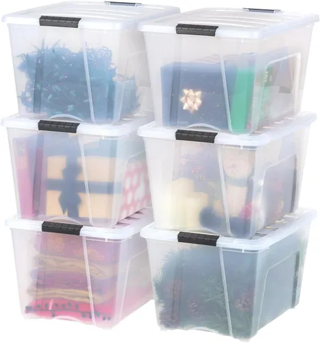 Miniatura 12 de IRIS USA 6-Pack 54 qt, contenedores de almacenamiento apilables con tapas [Hecho en EE. UU.] - Organizador diario con cierre, contenedores