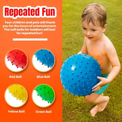 Miniatura 2 de New Bounce Knobby - Juego de 4 bolas inflables sensoriales con bomba de 8.5 pulgadas para niños, juguetes texturizados para niños, terapia
