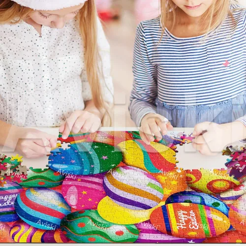 Miniatura 5 de Rompecabezas de Pascua con póster de referencia 1:1, rompecabezas festivos para adultos y niños - 500 piezas, juegos educativos con huevos