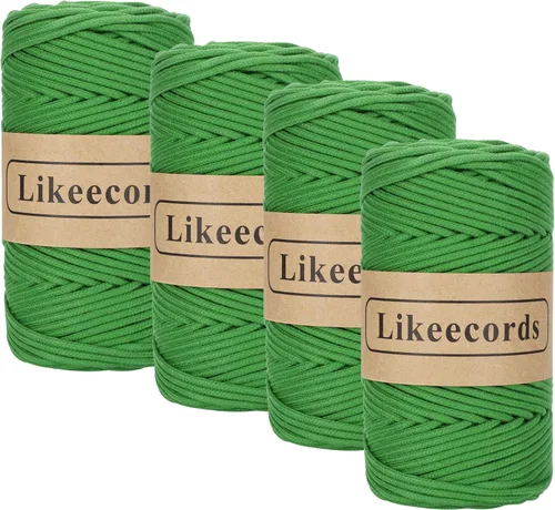 Miniatura 61 de Cordón de Algodón Trenzado 3mm x 109 yardas - Cuerda de Macramé Colorida para Manualidades, Ganchos, Colgantes de Pared - 100% Algodón Natural