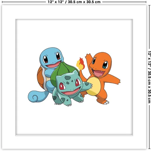 Miniatura 7 de Gallery Pops Pokemon - Bulbasaur, Charmander, Squirtle - Arte de pared con marco blanco, 12 x 12 pulgadas Versión enmarcada en blanco