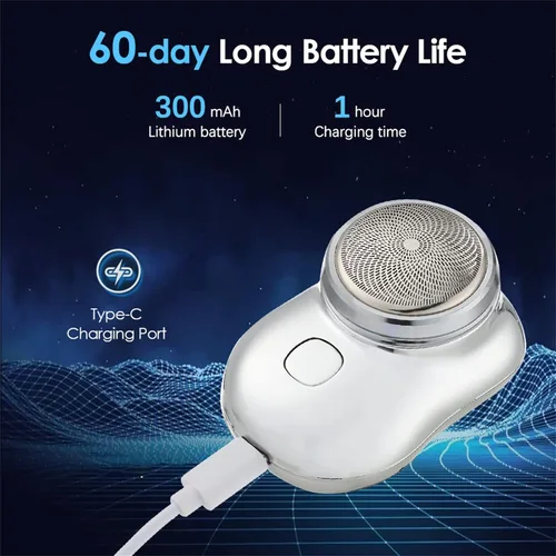 Miniatura 3 de Mini afeitadora eléctrica portátil, afeitadora eléctrica portátil de bolsillo, mini afeitadora eléctrica mágica USB para hombres, afeitadora Negro