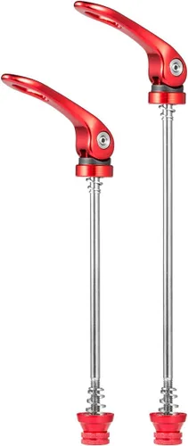 Chooee Juego de brochetas de liberación rápida delantera y trasera para bicicleta de montaña o bicicleta de carretera (rojo/negro)