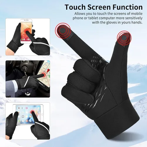 Miniatura 3 de OOPOR Winter Warm Running Sports Gloves - Cold Weather Ski Outdoor Thermal Bike Black Mittens for Man Woman