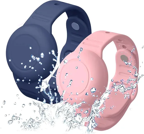 Aircawin Pulsera impermeable para Airtag, paquete de 2 unidades de banda oculta, funda de silicona antipérdida para Apple Airtag para Airtag, funda