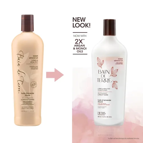 Miniatura 2 de Bain de Terre Aceite de almendras dulces acondicionador largo y saludable, fuerza y protección para cabello débil y dañado, con aceites de argán