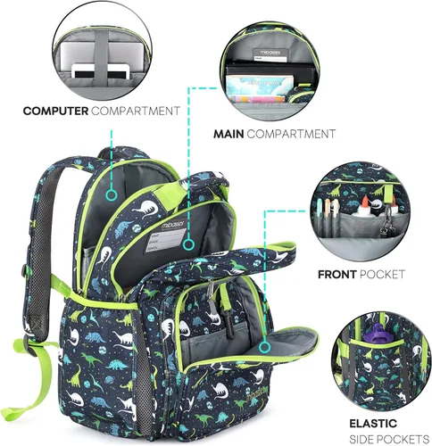 Miniatura 3 de mibasies Mochila para niñas y niños, ideal para niños y niñas, mochila para preescolar jardín de infantes y primaria, galaxia dinosaurio, Escuela-17L