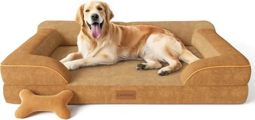 Miniatura 31 de CWAWZ Cama ortopédica para perros extra grandes, cama ortopédica para perros con espuma viscoelástica de gel refrescante, cama impermeable para Negro