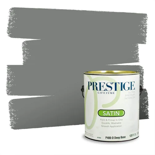 Miniatura 211 de Prestige Paints - Pintura exterior e imprimación en uno, 1 galón, plano, compatibilidad comparable con el color menta «Whipped Mint» de Behr