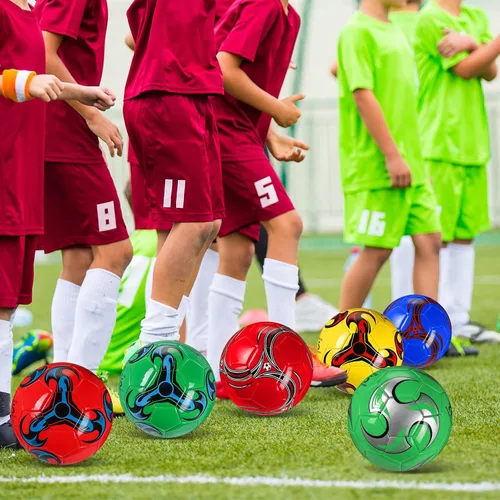 Miniatura 4 de Seenelling Balón de fútbol a granel con operación de bomba, tamaño 5 para deportes exteriores, bola cosida a máquina, suministros de donación