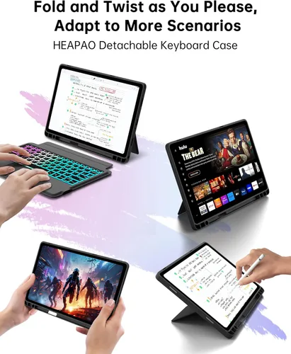 Miniatura 4 de Funda para teclado Samsung Galaxy Tab A9+ Plus/A11+ Plus de 11 pulgadas: modo DEX de un clic, teclado retroiluminado arcoíris con panel táctil
