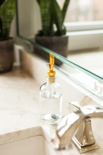 Miniatura 8 de Rail19 Dispensador pequeño de enjuague bucal de vidrio transparente con boquilla de vertido de metal, dispensador de aceite de cocina y vinagre