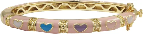 Ivy and Max Pulsera con varios corazones esmaltados en color dorado para niñas