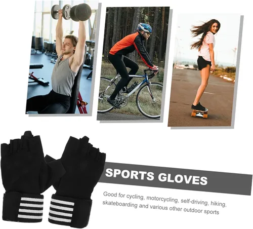Miniatura 9 de TOYANDONA Guantes de gimnasio antideslizantes de medio dedo para levantamiento de pesas y fitness al aire libre, guantes de ejercicio transpirables