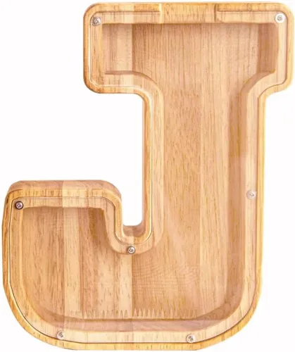 Miniatura 30 de Alcancía de 26 letras del alfabeto inglés A-Z, alcancía de madera transparente de gran capacidad, caja de ahorro de monedas personalizada