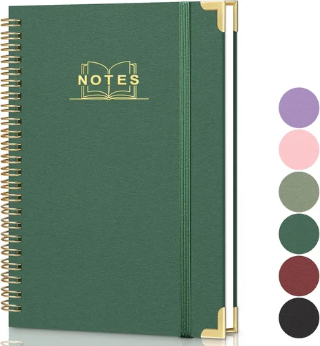 Miniatura 9 de Cuaderno de espiral rayado, cuaderno A5 de tapa dura en espiral para el trabajo, 5.7 x 8.2 pulgadas, cuadernos de papel grueso de 100GSM