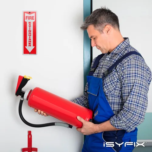 Miniatura 7 de iSYFIX Letrero para extintor de incendios – Paquete de 2 carteles reflectantes de aluminio 040 100% libre de óxido, laminado para máxima resistencia
